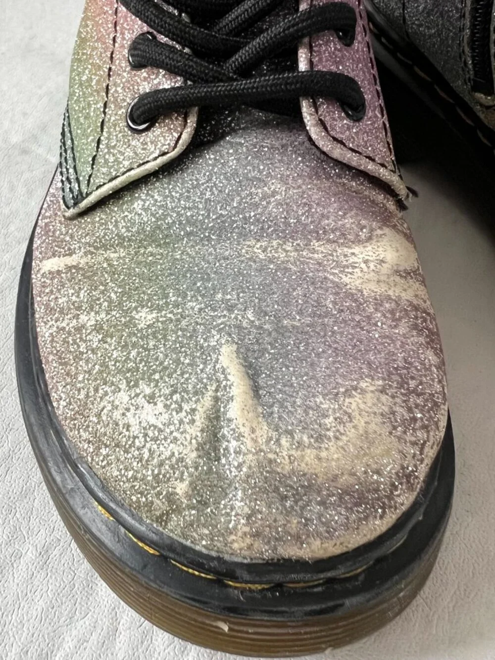 Dr Martens Boots Junior 1460 Rainbow Glitter Lace Up zip kids 13 combat docs